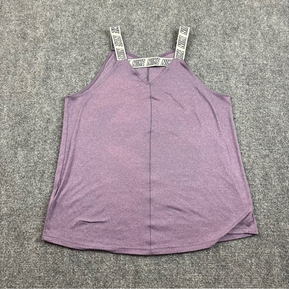 NIKE Girls Purple Athletic Standard Fit Logo Strap Tank Top Dri-fit  size: XL - Picture 2 of 7